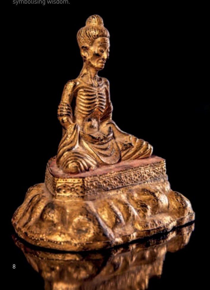 Two Gilded and Lacquered Bronze Fasting Buddha — Thailand