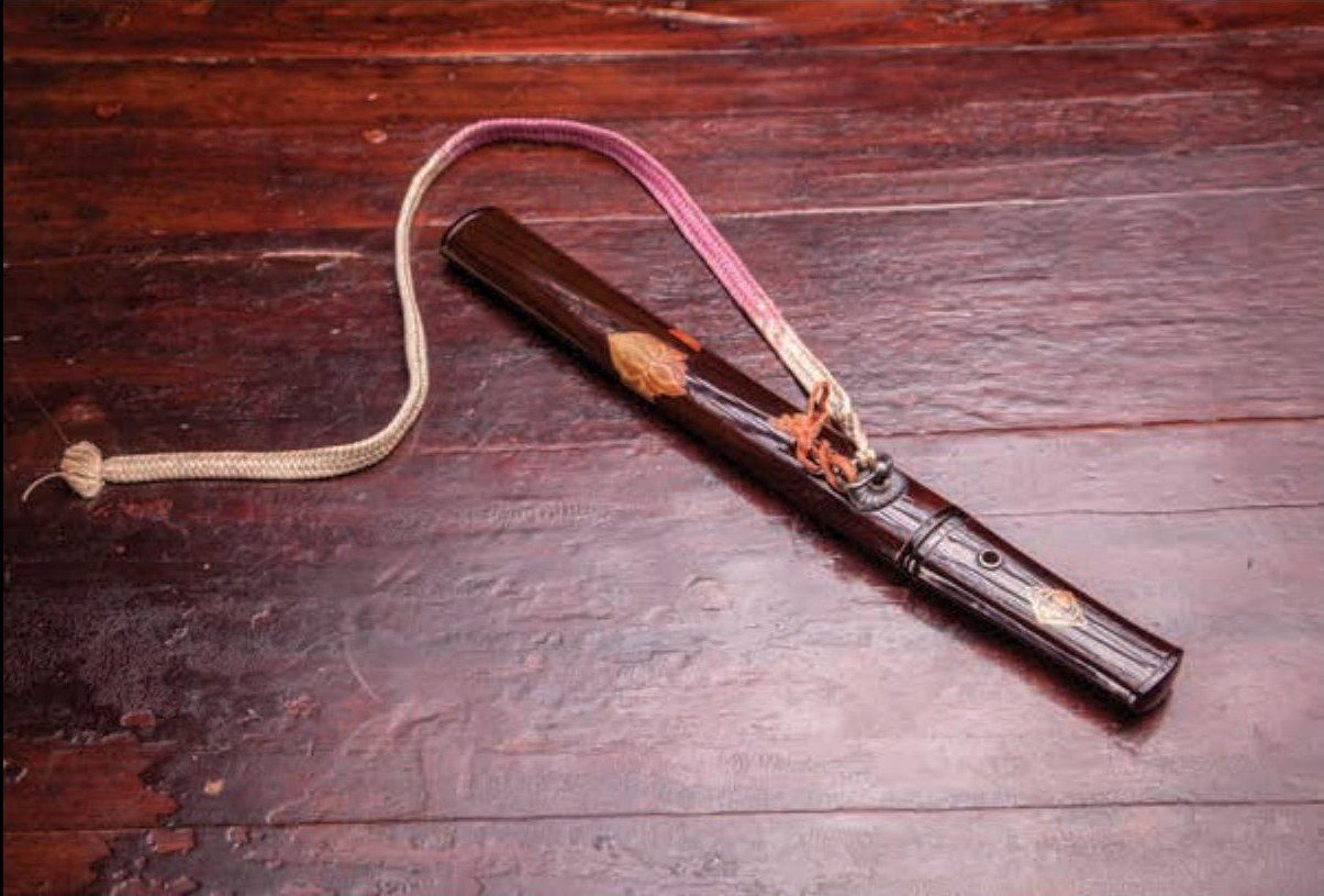 Small Japanese Dagger in Polished Wood Case — Japan