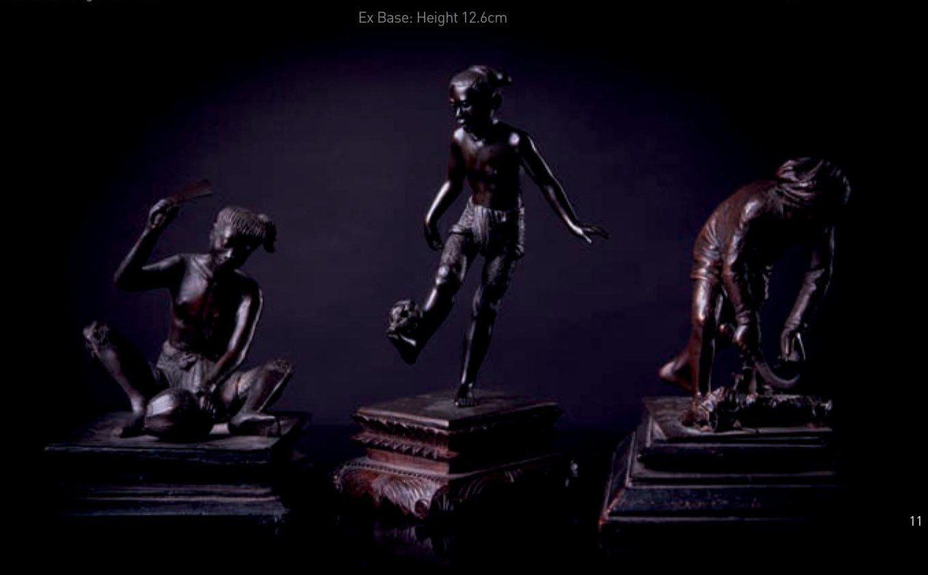 Three Bronze Figures at Various Chores — Burma