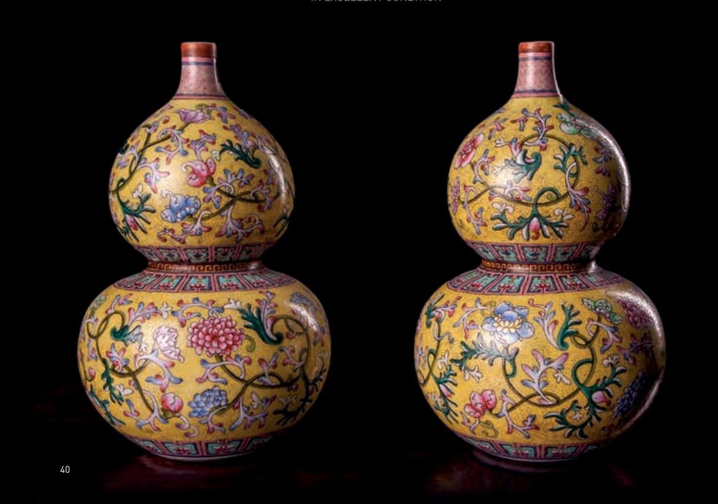 Pair of Yellow Ground Double Gourd Vases — Asia