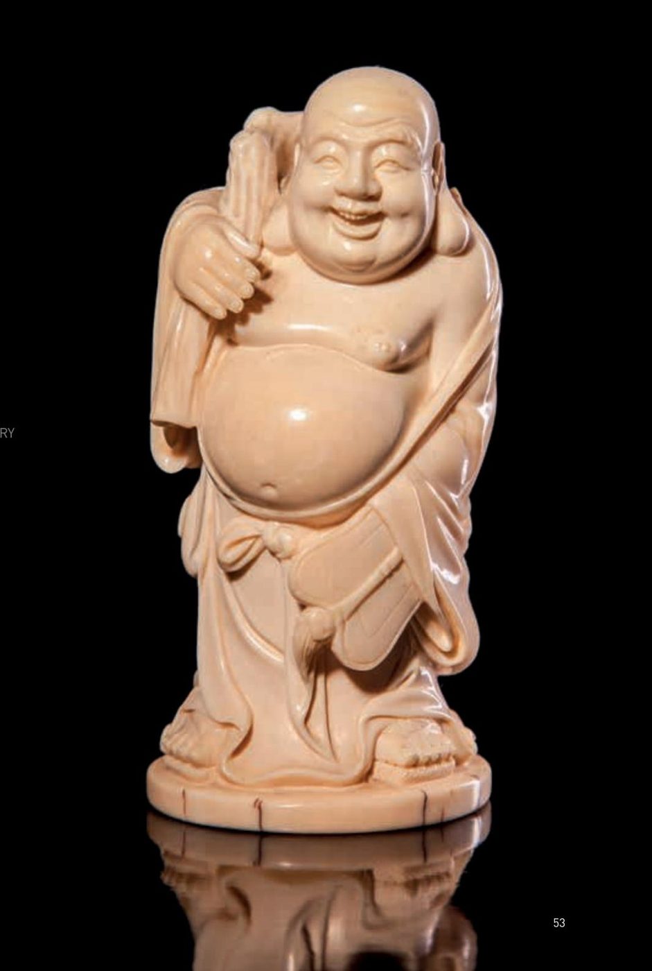 Carved Ivory Laughing Buddha — Unknown