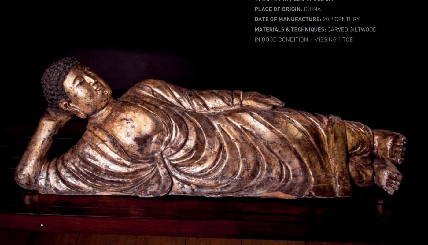 Giltwood Figure of a Reclining Buddha — China