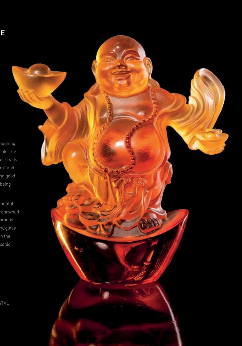 Rare Lalique Orange Crystal Buddha — France, Lalique